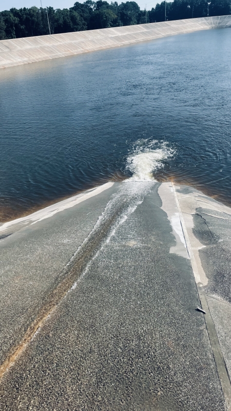 Water being added to the new 50mg reservoir to leak test.