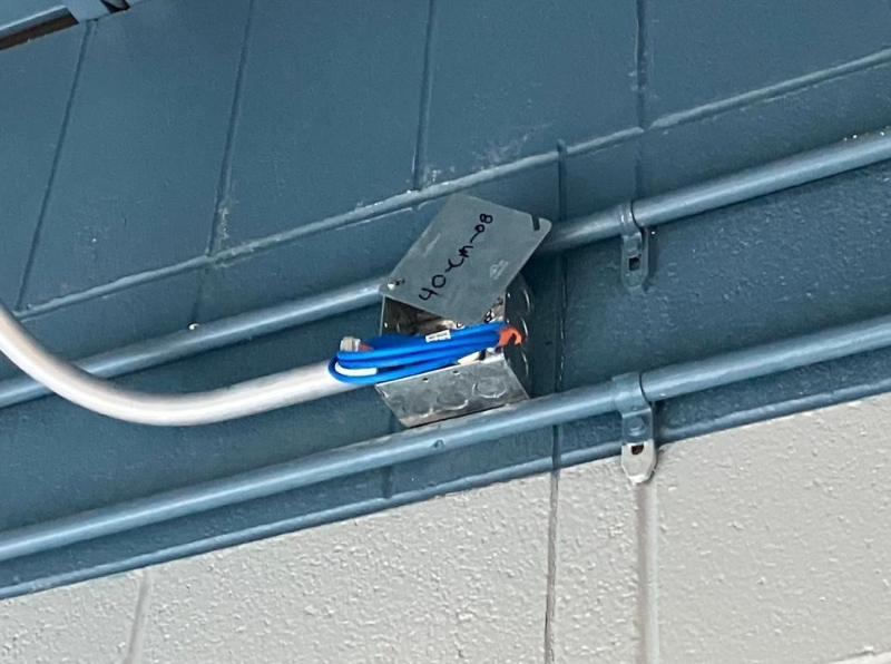 A camera box and wire cable pulled into the filter gallery