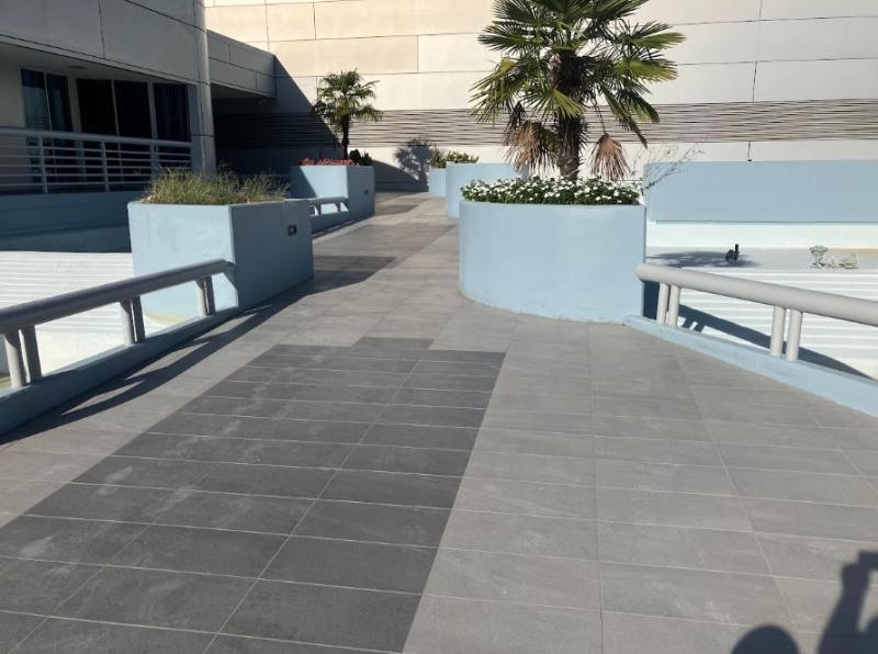 The front walkway is nearing completion.