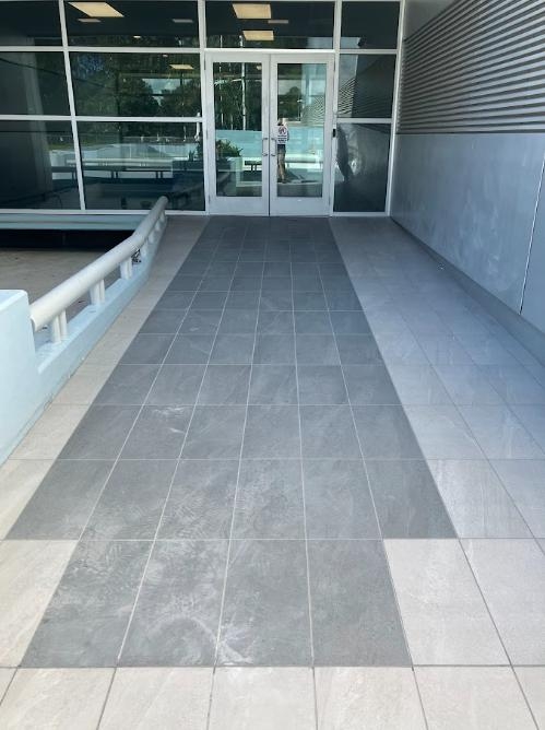 The front walkway is nearing completion.
