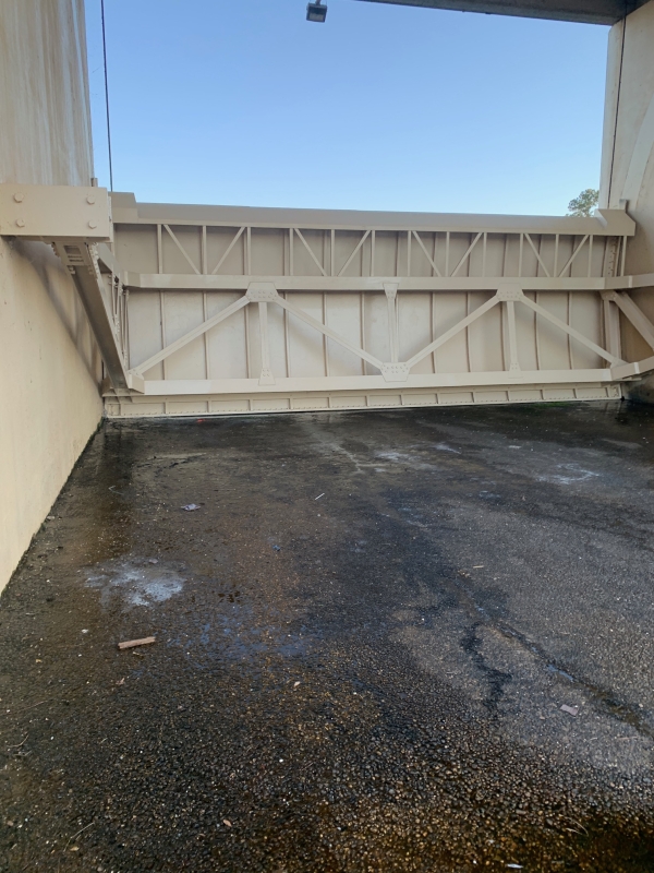 Newly painted spillway gates