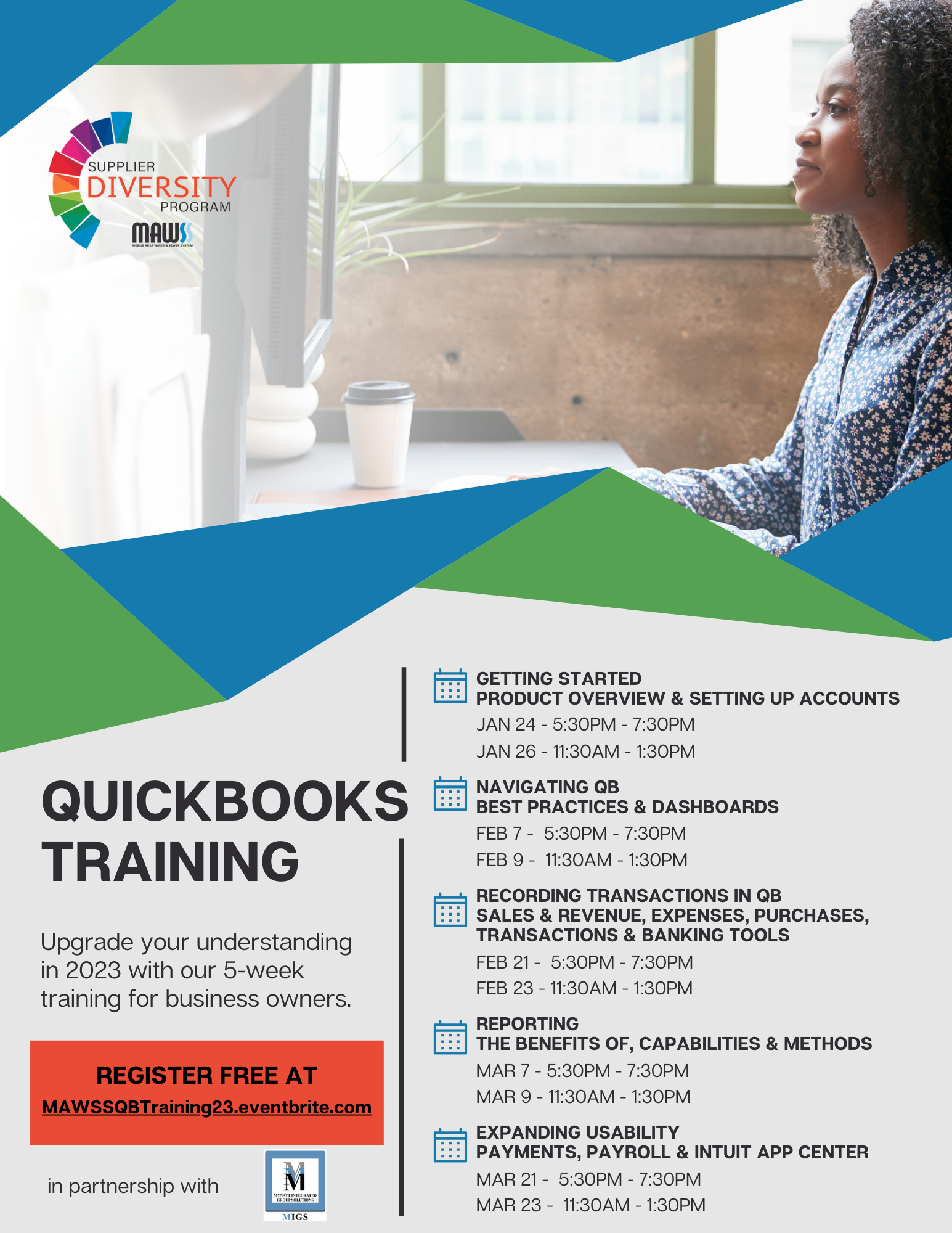 QuickBooks Training information flyer